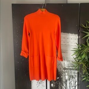 Zara Bright Orange Long Sleeve Dress